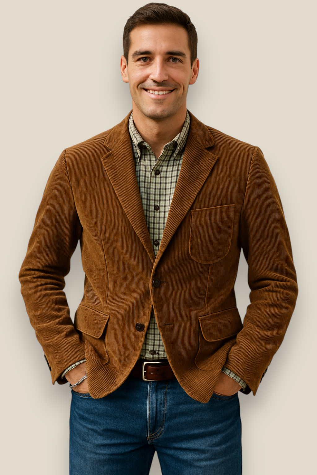 Men’s Corduroy Jacket, Single Breasted Relaxed Fit Coat, Warm Winter Pullover