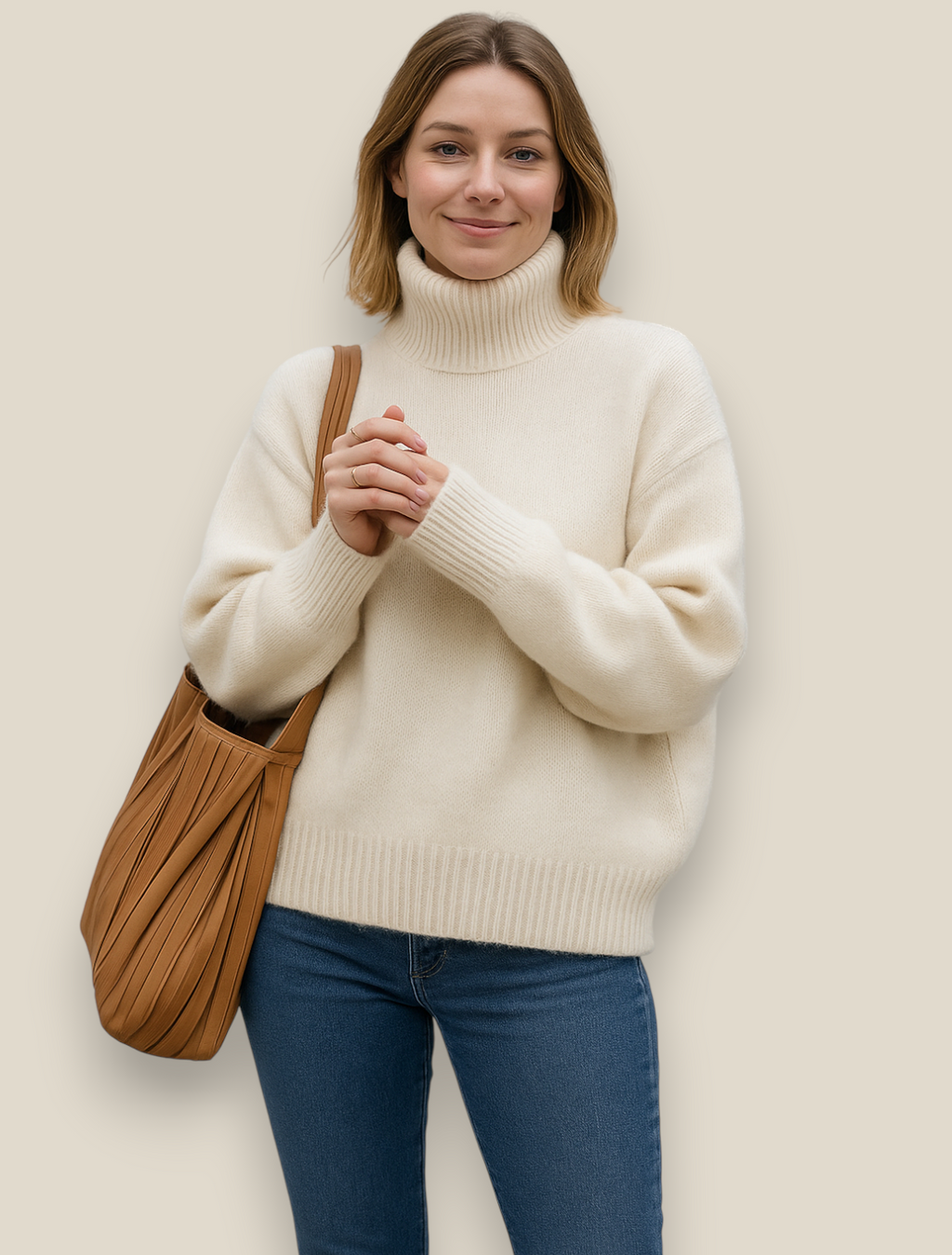 Women’s Turtleneck Jumper, Thick Knitted Sweater, Winter Office Knitwear
