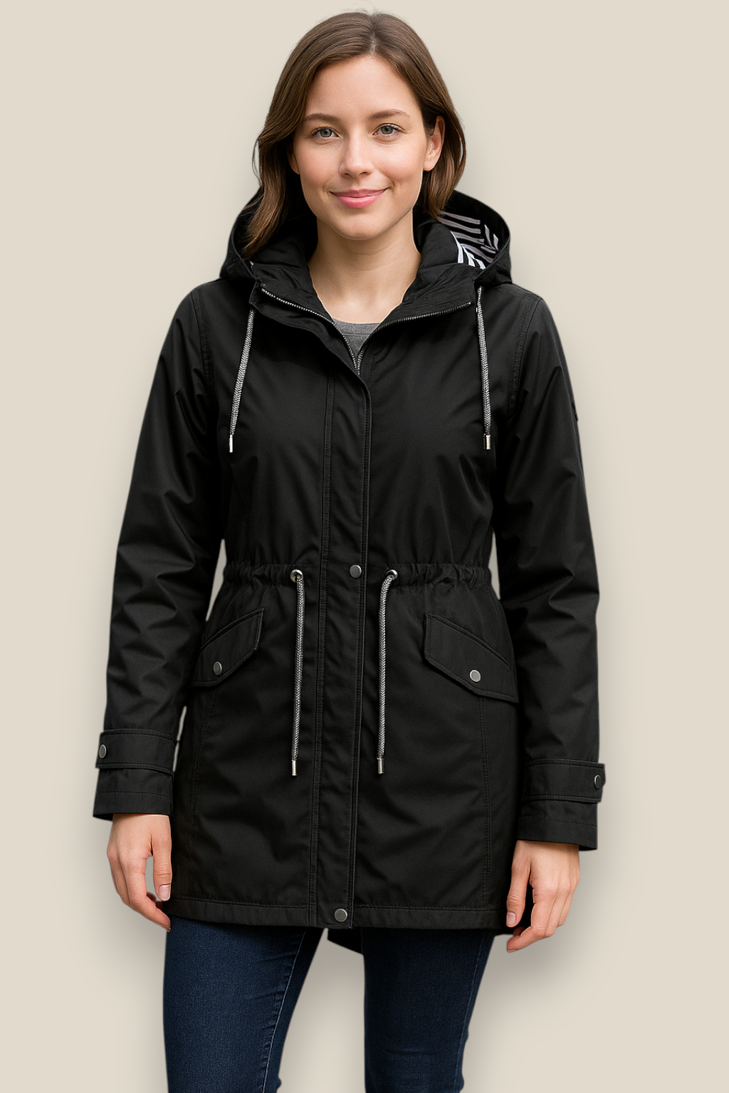 Women’s Waterproof Raincoat, Lightweight Trench Jacket, Casual Outdoor Coat