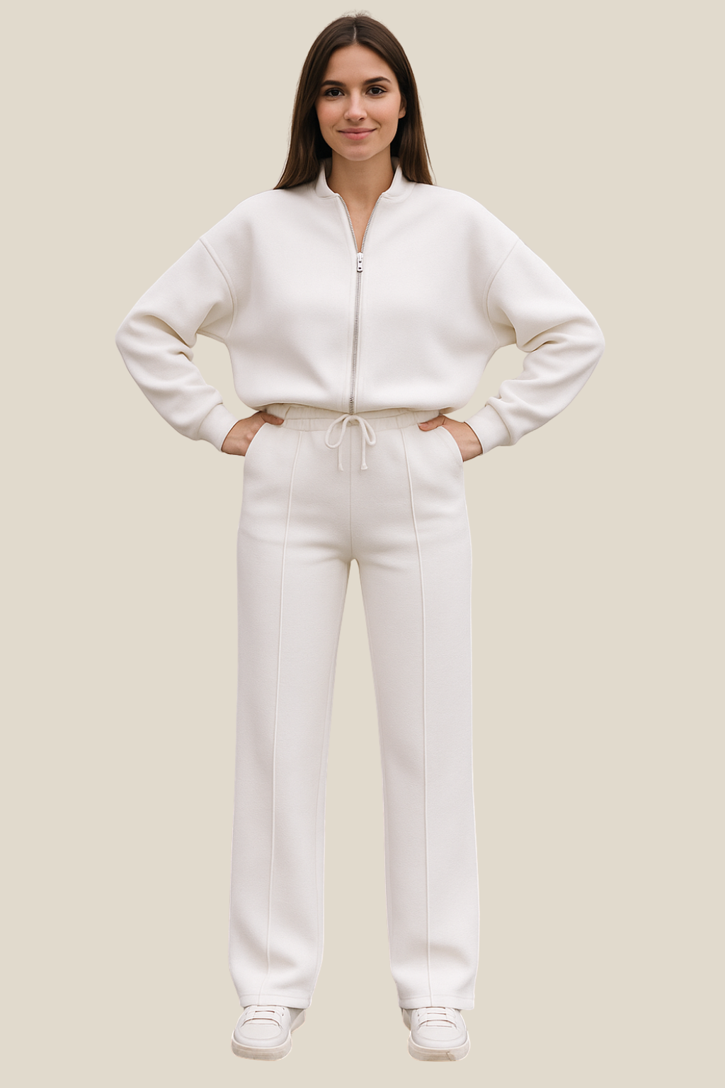 Women’s Two-Piece Tracksuit Set, Zip Jacket And Pants, Casual Sportswear Outfit