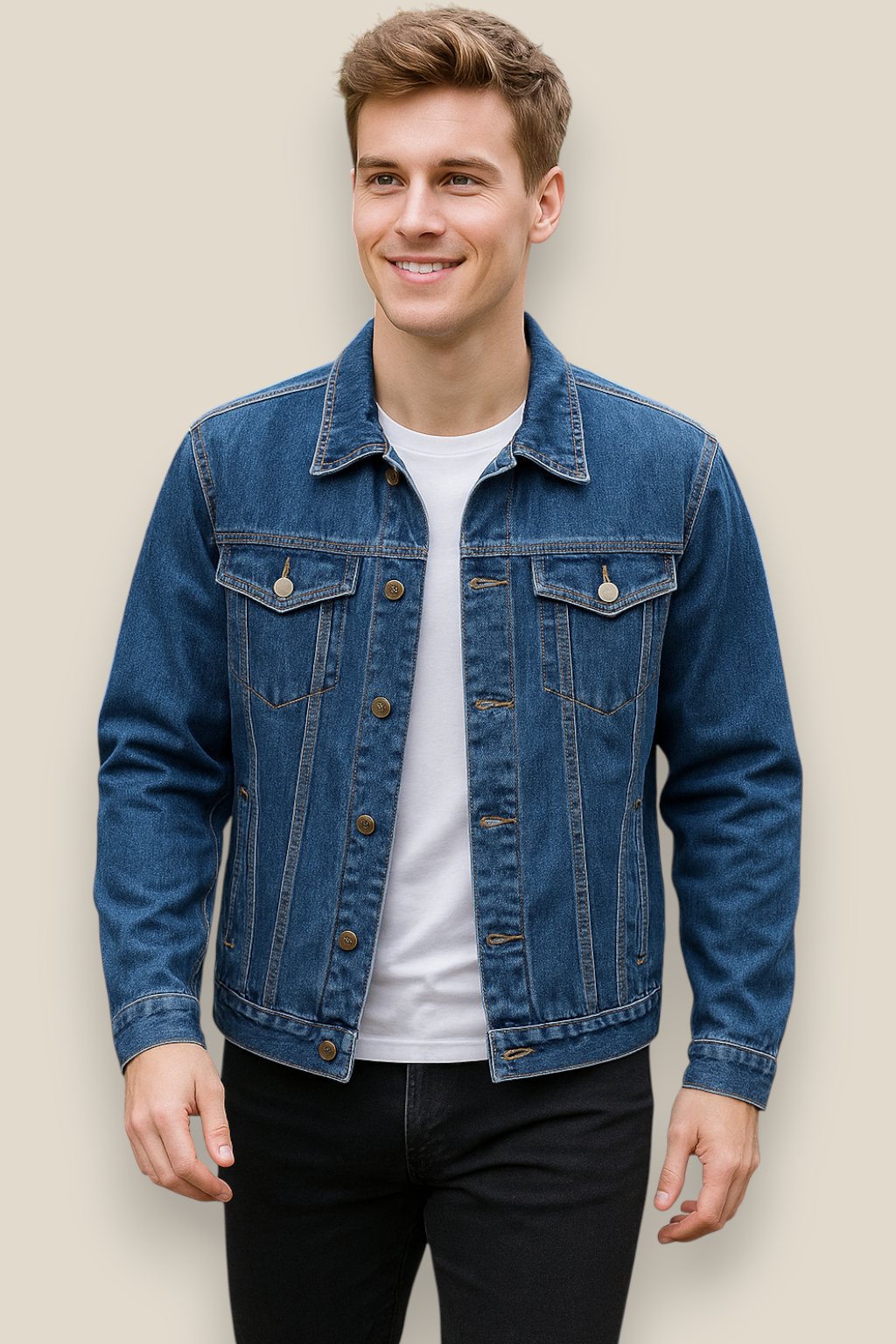 Men’s Winter Denim Jacket, Warm Padded Coat, Casual Outerwear
