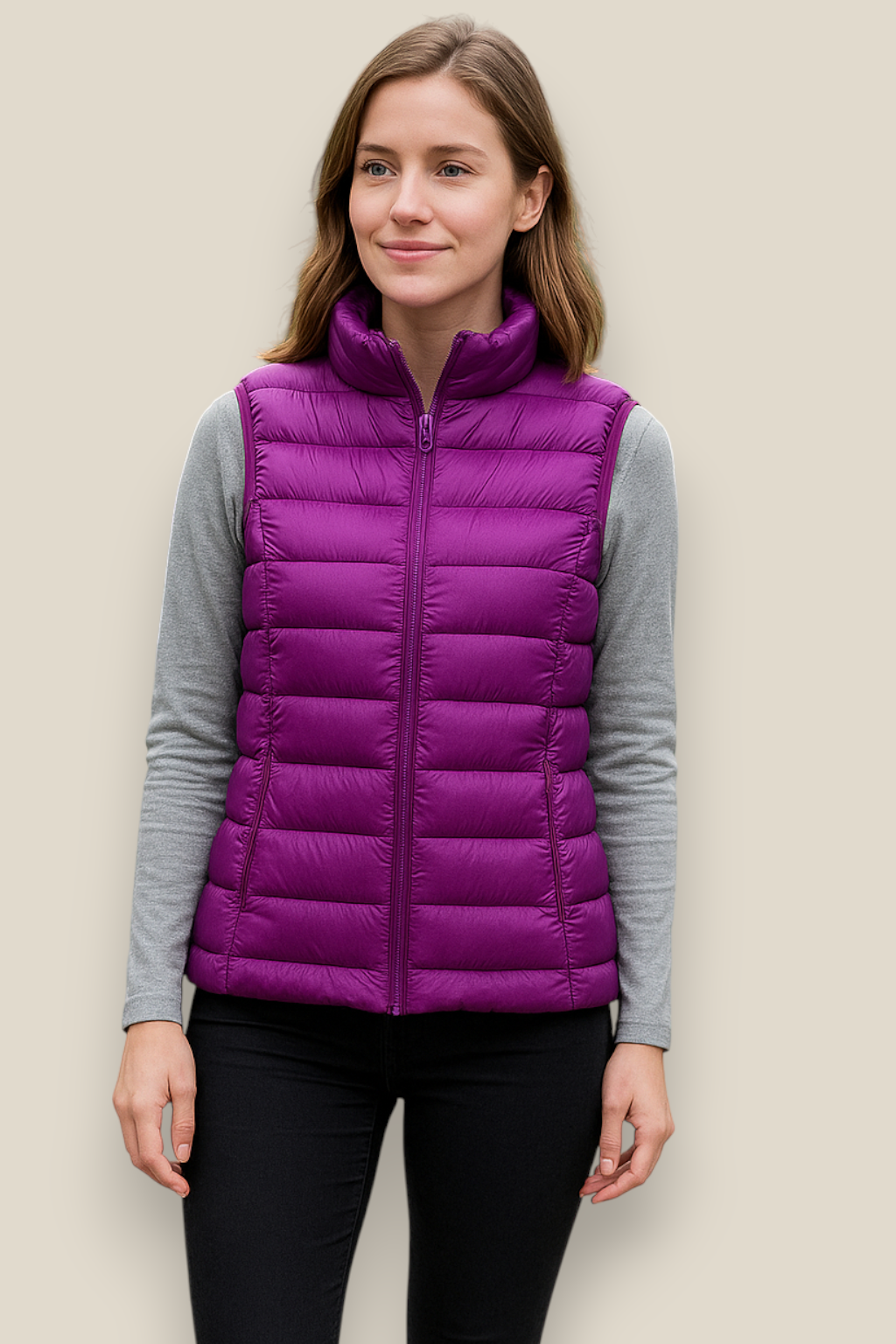 Women’s Sleeveless Down Gilet, Lightweight Puffer Vest, Warm Winter Jacket