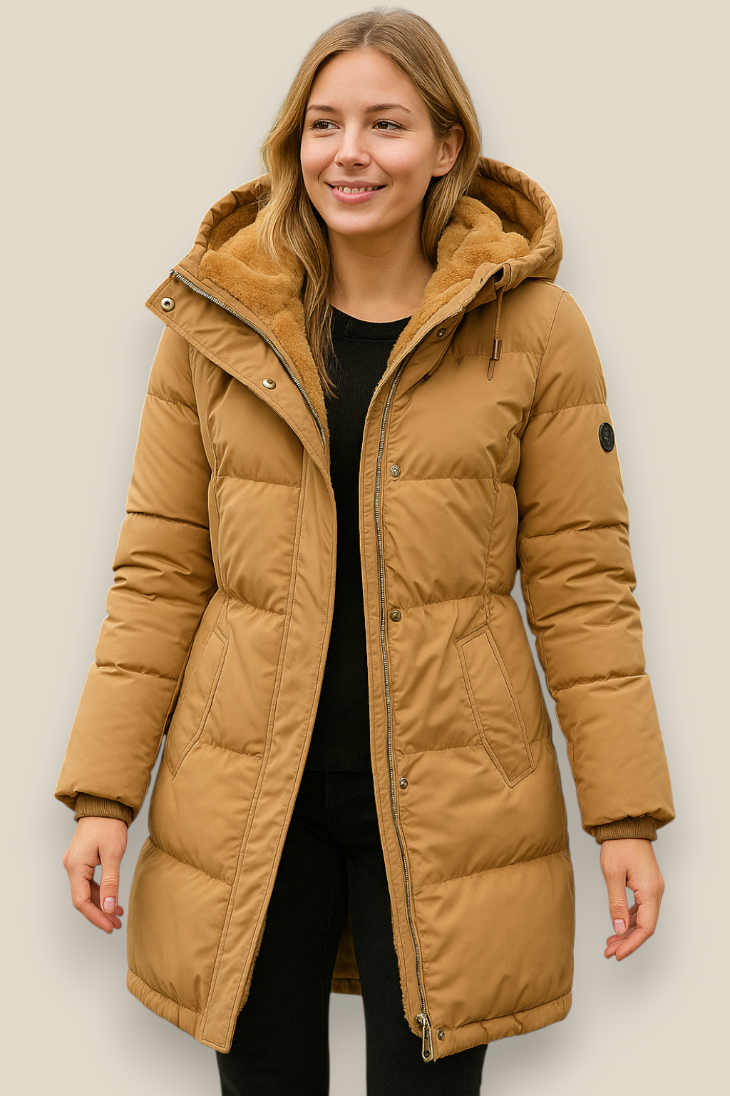 Women’s Hooded Winter Coat, Long Thick Elegant Casual Jacket, Lined Warm Outerwear