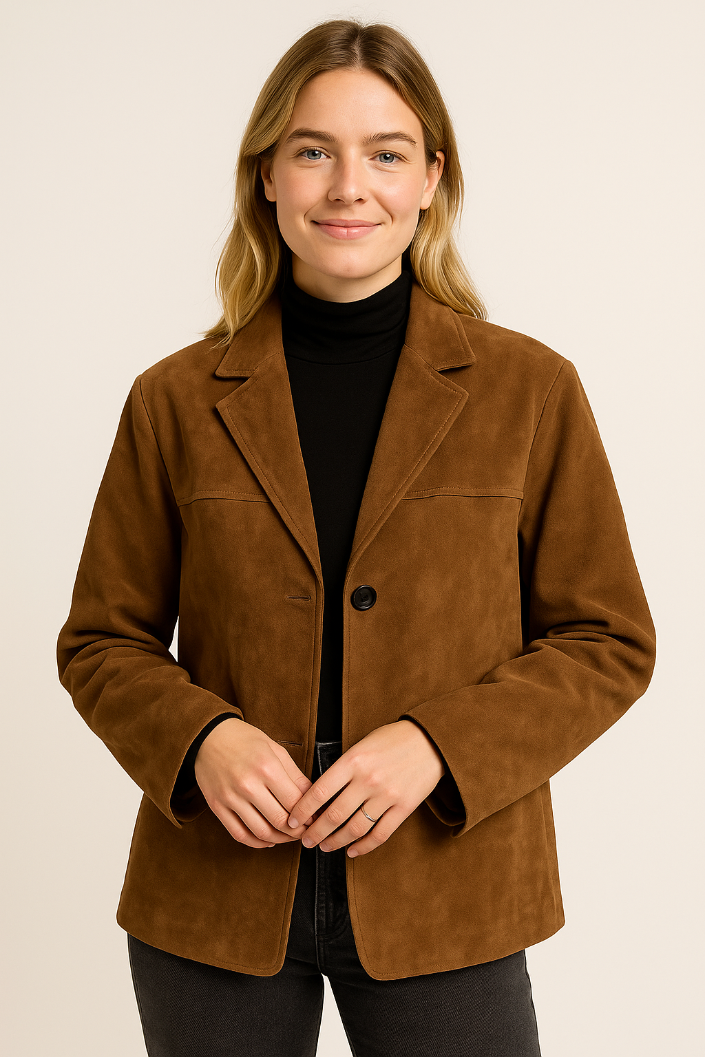 Women’s Suede Jacket, Retro Style Single Breasted Lapel Short Coat, Chic Winter Outerwear