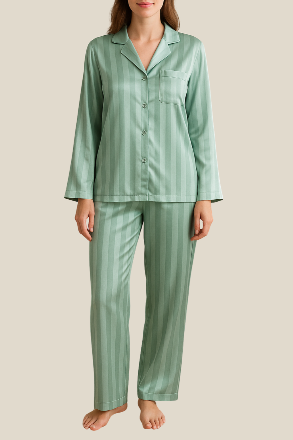 Women’s Long Sleeve Pyjama Set, Soft Cotton Winter Loungewear, Warm Sleepwear