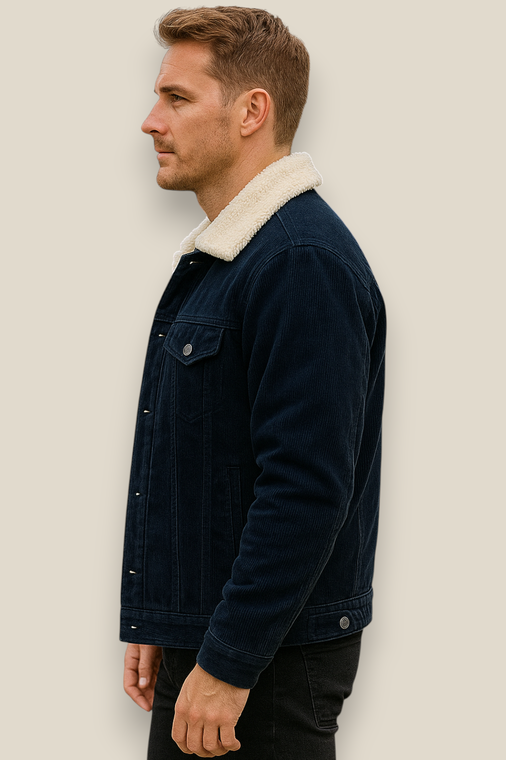 Men’s Corduroy Jacket, Thick Sherpa Fleece Lined Winter Coat, Warm Overcoat