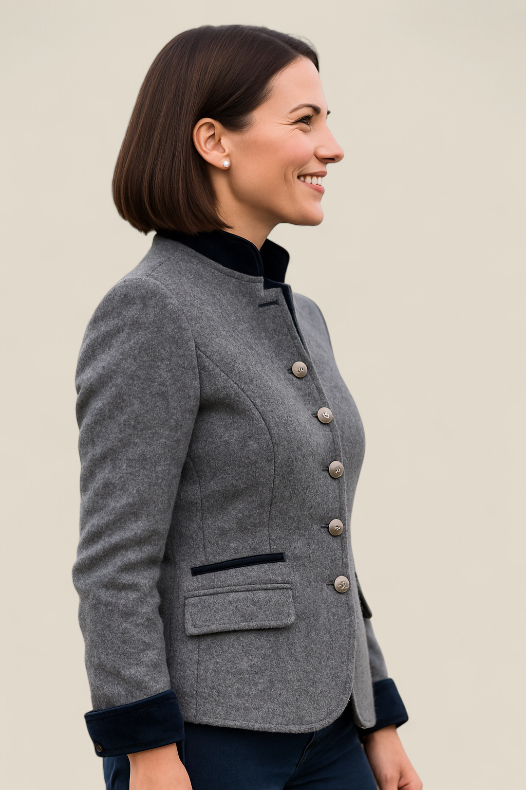 Women’s Elegant Winter Coat - Slim Fit Jacket With Stand Collar