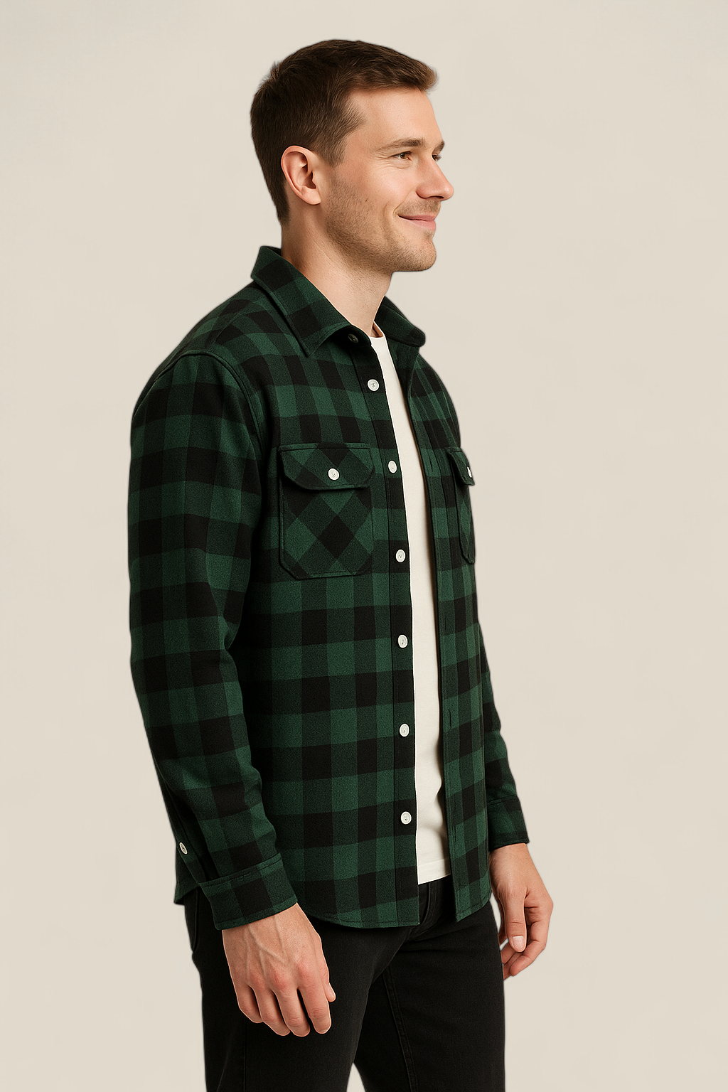 Men’s Classic Flannel Shirt - Plaid Long Sleeve Smart Casual Top