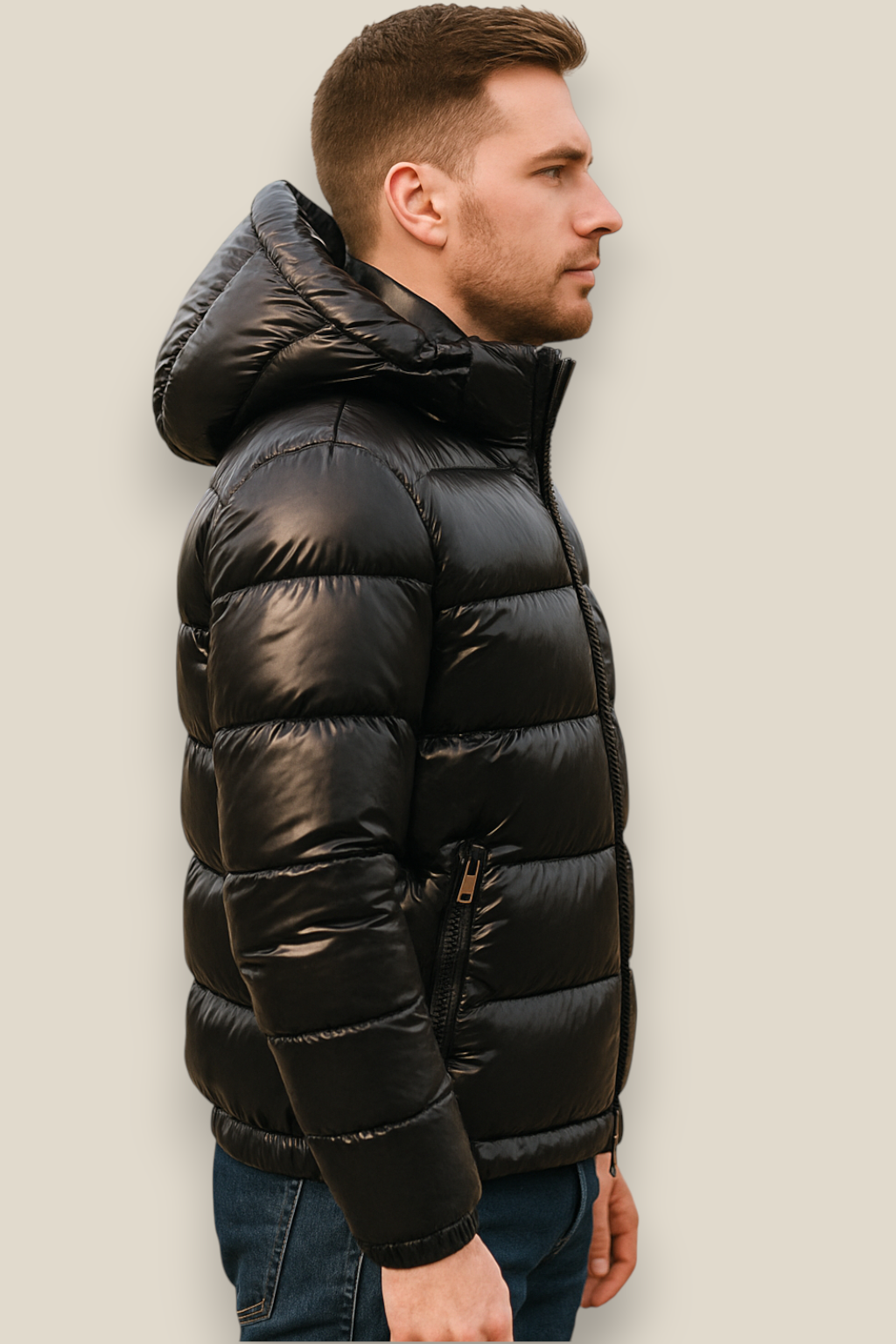 Men’s Waterproof Puffer Jacket - Glossy Down Winter Parka