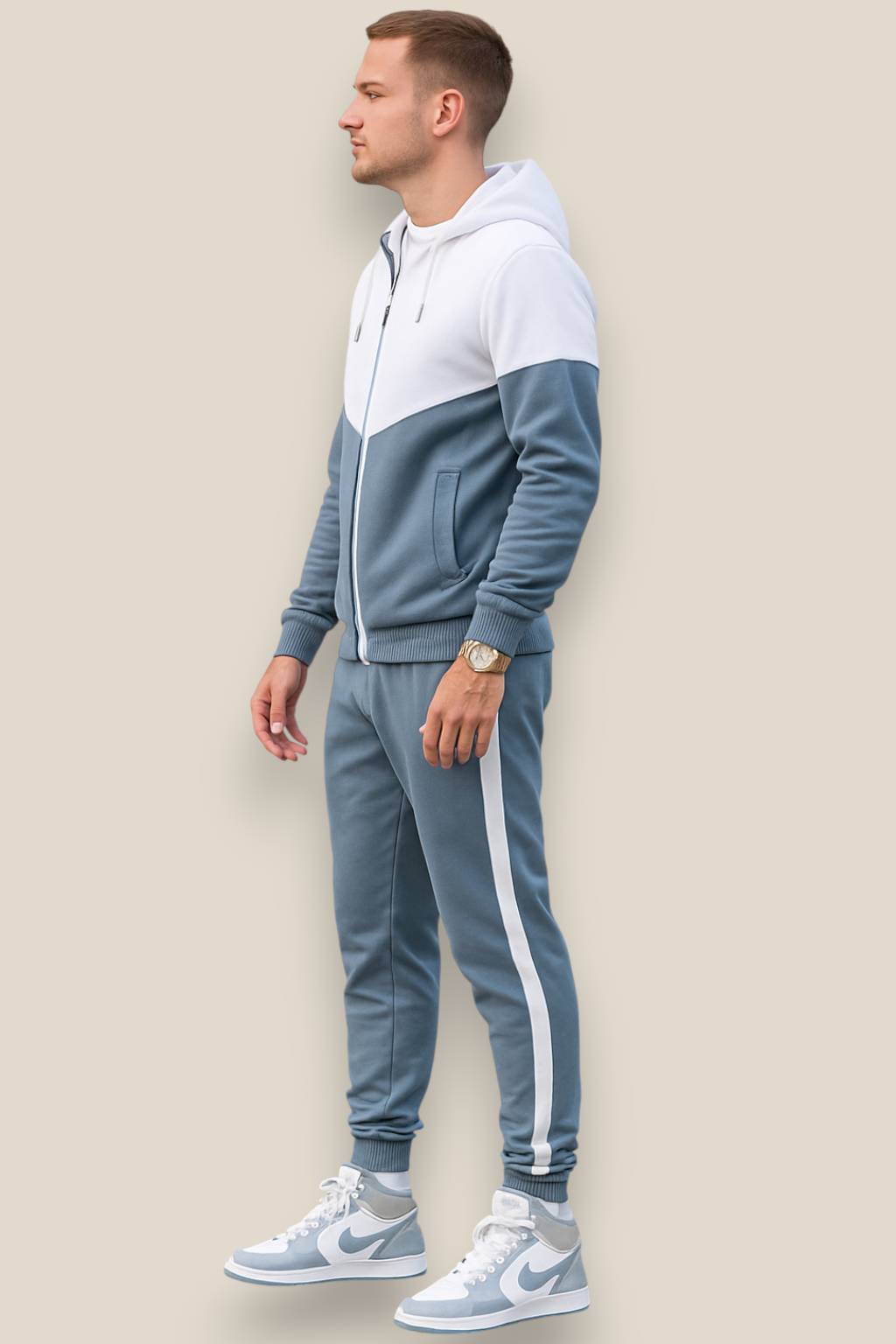 Men’s Two Piece Tracksuit Set, Hooded Jacket And Jogger Pants, Casual Athleisure Outfit