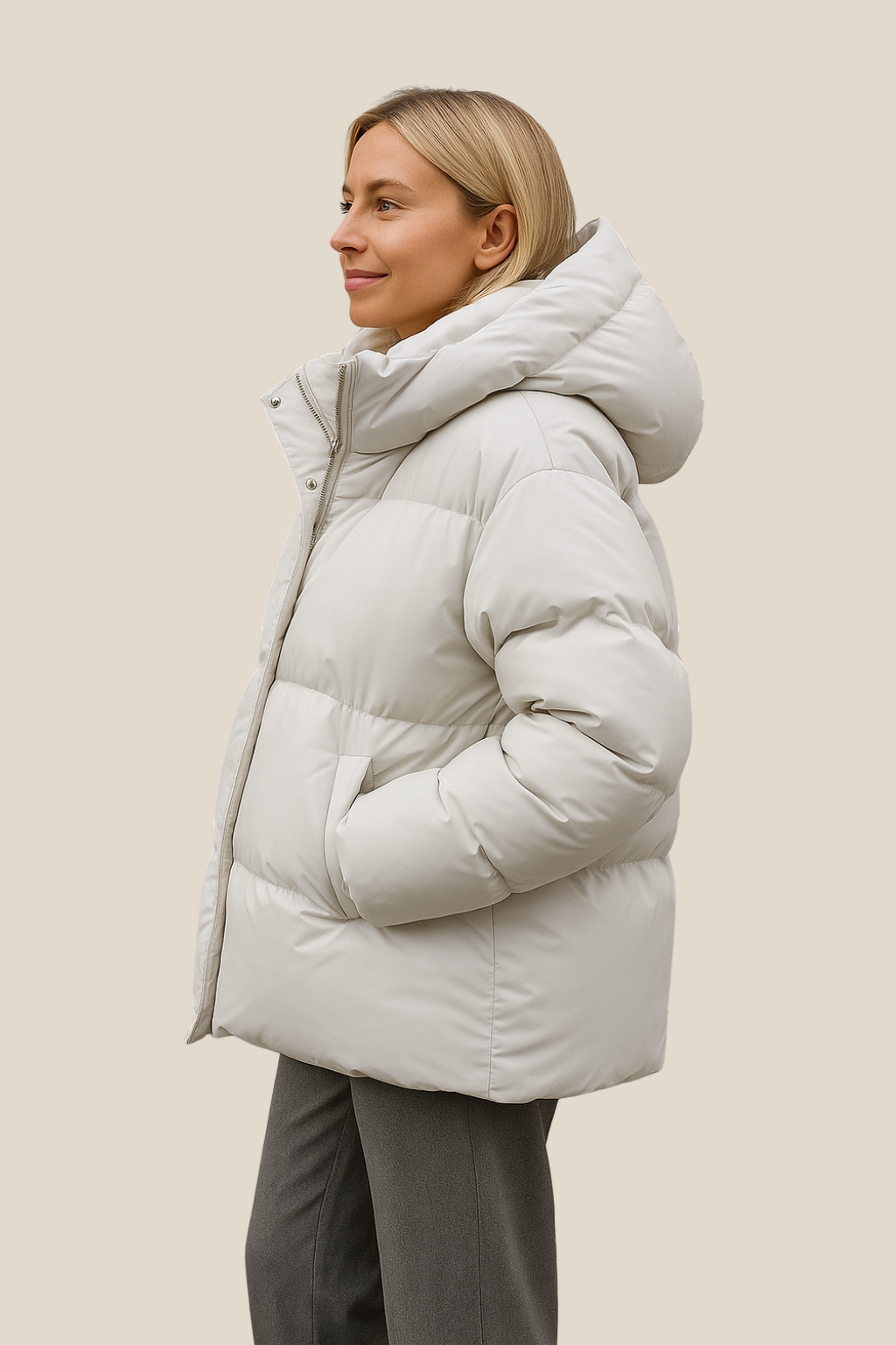 Women’s Hooded Winter Puffer Jacket, Warm Loose-Fit Parka, Casual Cold-Weather Coat