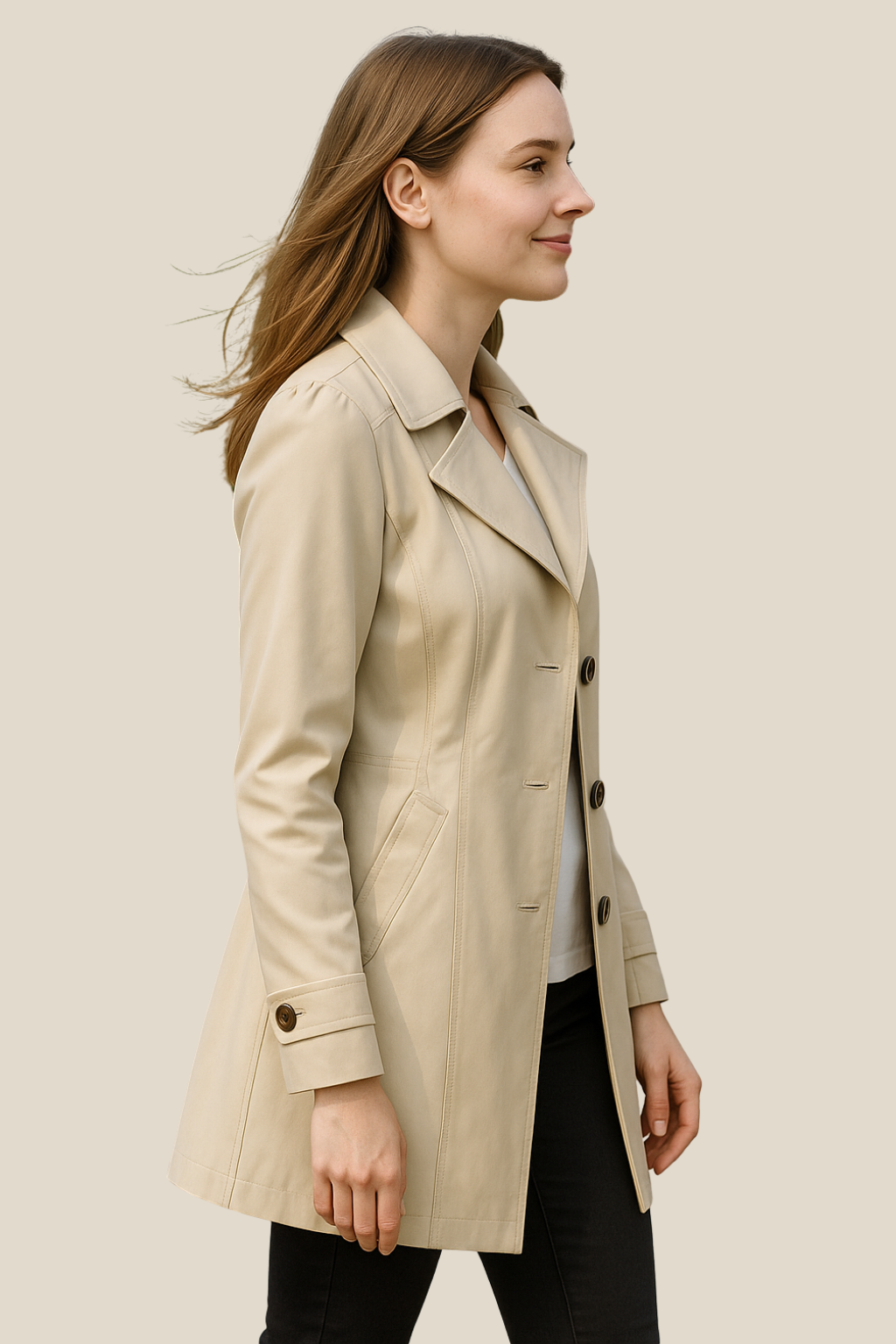 Women’s Elegant Trench Coat, Single-Breasted Mid-Length Windbreaker Winter Outerwear