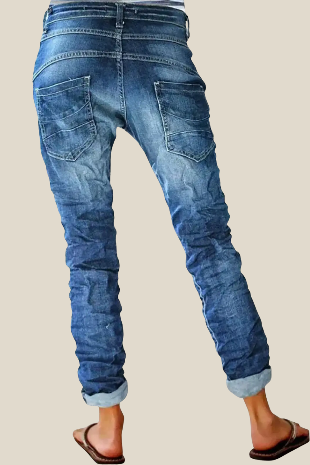 Women’s High-Waisted Denim Jeans, Slim Fitting Straight Leg Stretch Jeans For Casual Wear