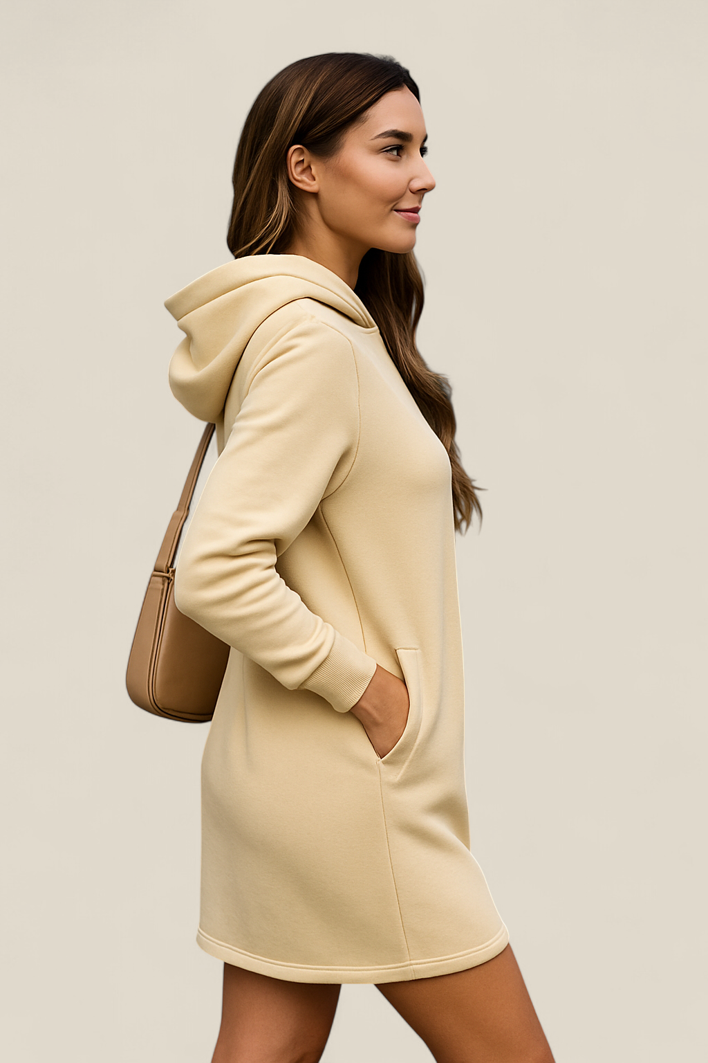 Women’s Hoodie Dress, Long Sleeve High Waist Hooded Sweatshirt, Warm Winter Top