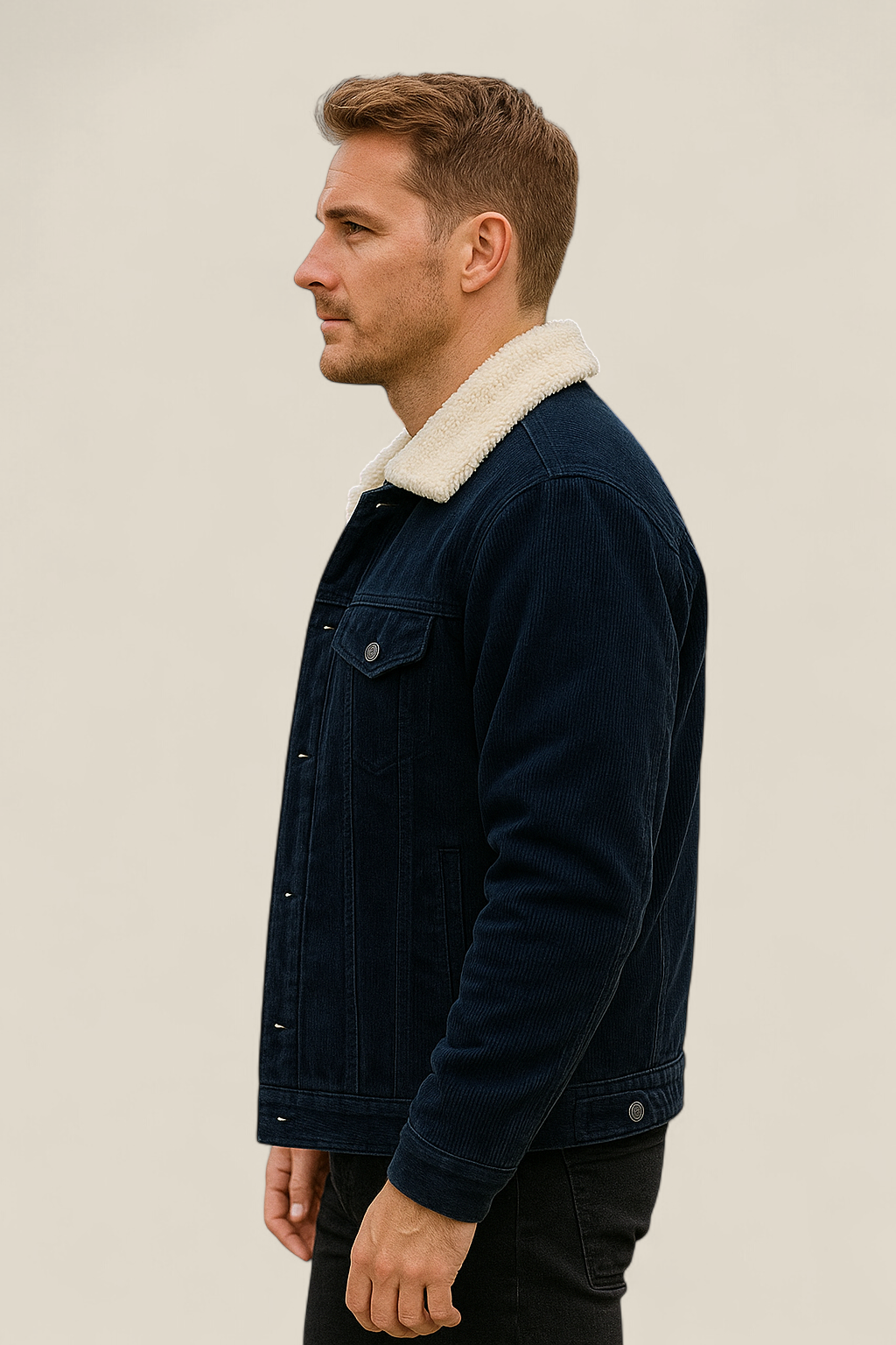 Men’s Corduroy Sherpa Jacket - Thick Fleece Lined Winter Coat