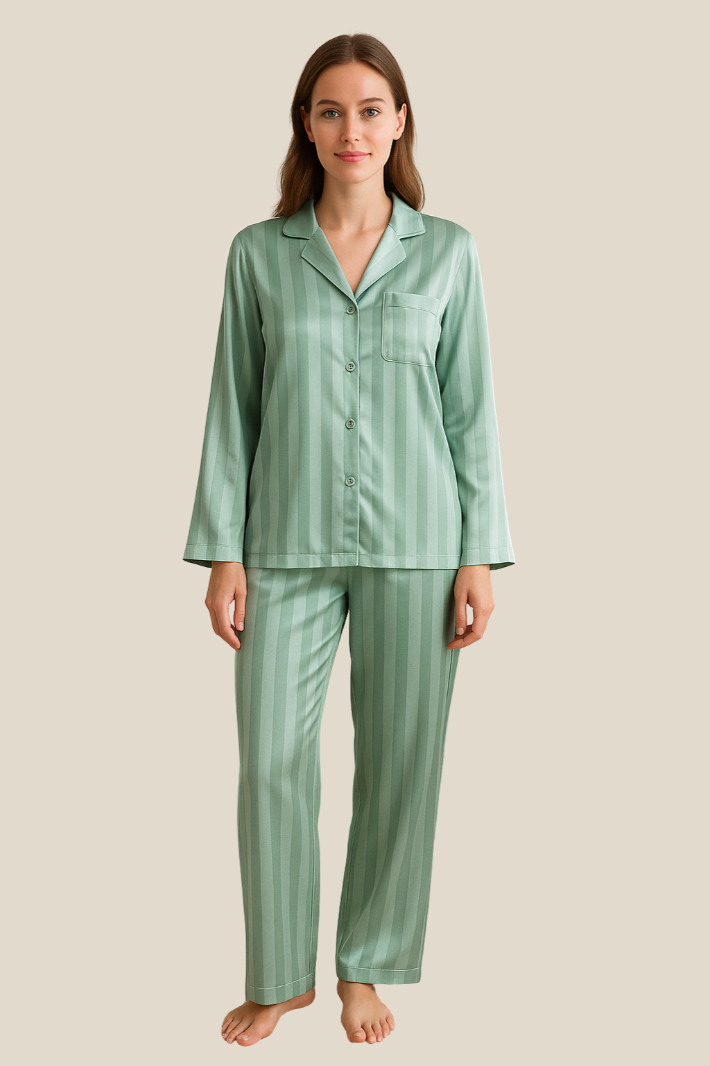 Women’s Long Sleeve Pyjama Set, Soft Cotton Winter Loungewear, Warm Sleepwear