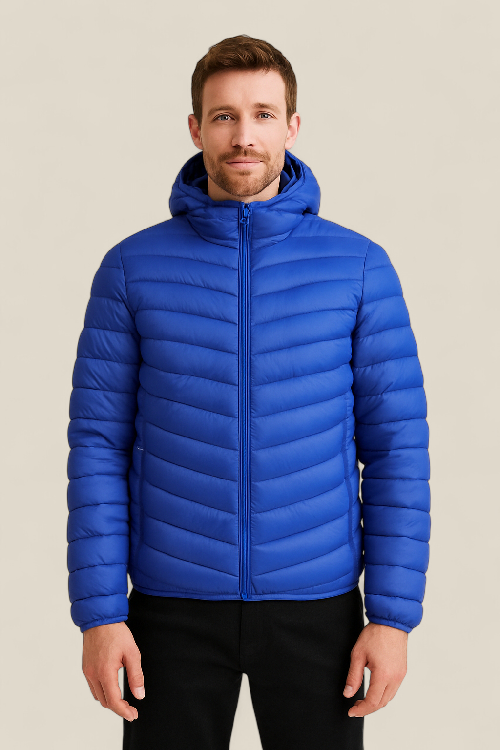 Men’s Lightweight Down Jacket - Winter Hooded White Duck Feather Coat