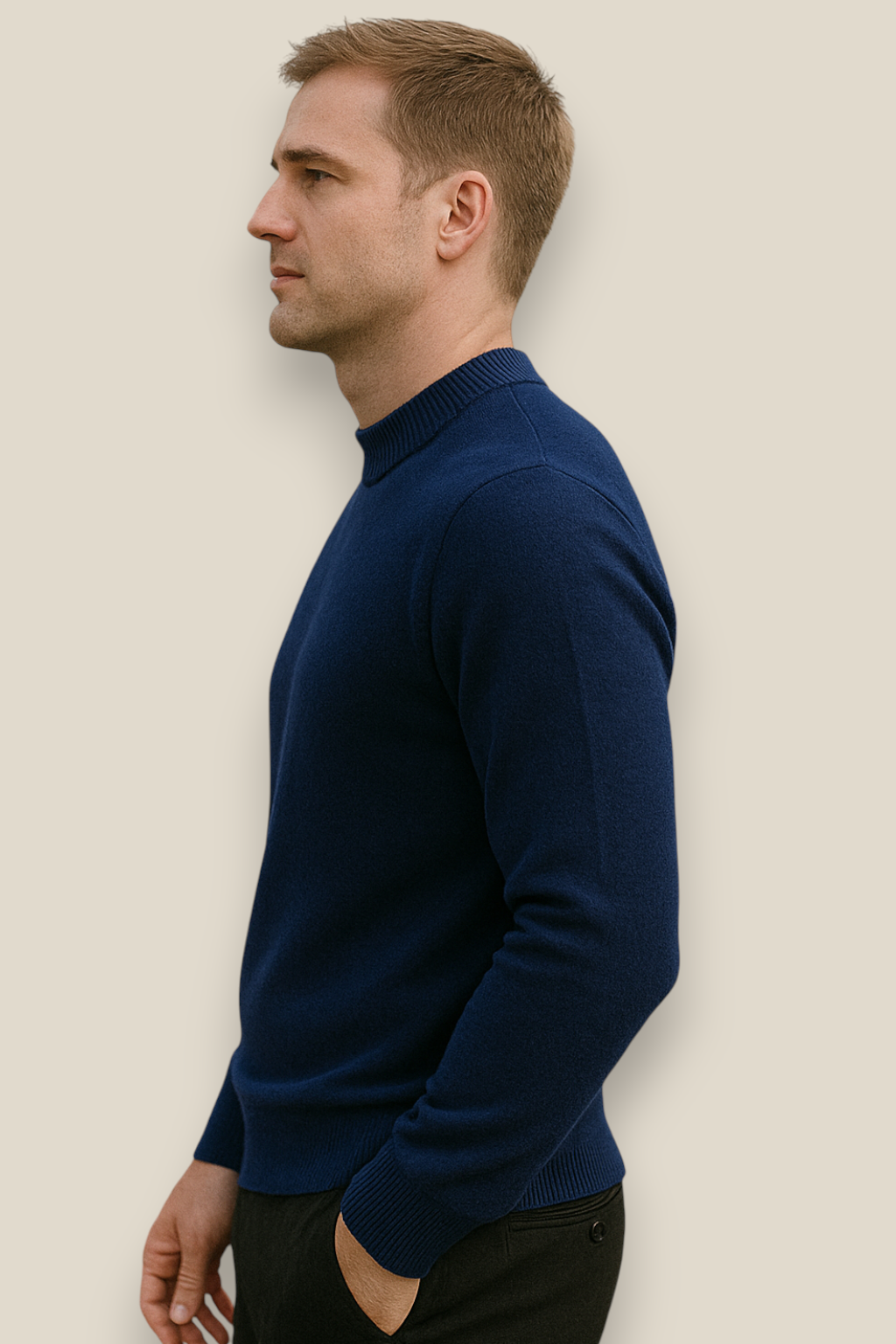 Men’s Half Turtleneck Jumper, Warm Knit Sweater, Casual High Neck Pullover