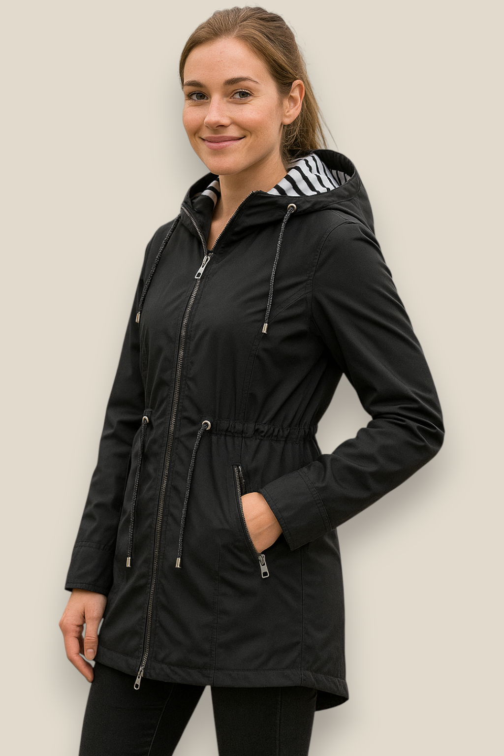 Women’s Waterproof Raincoat, Lightweight Trench Jacket, Casual Outdoor Coat