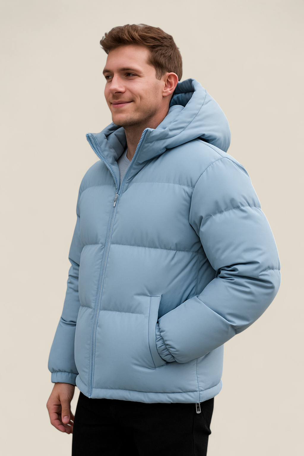 Men’s Hooded Puffer Jacket, Thick Padded Winter Coat, Warm Casual Parka