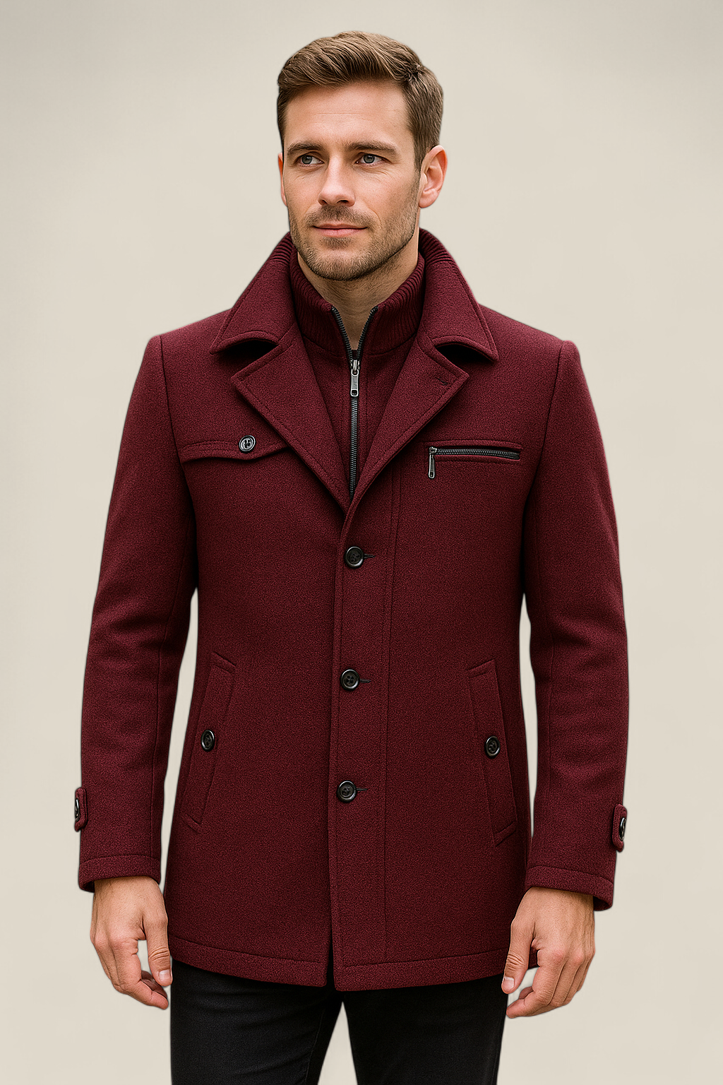 Men’s Wool Jacket - Slim Fit Business Casual Winter Coat