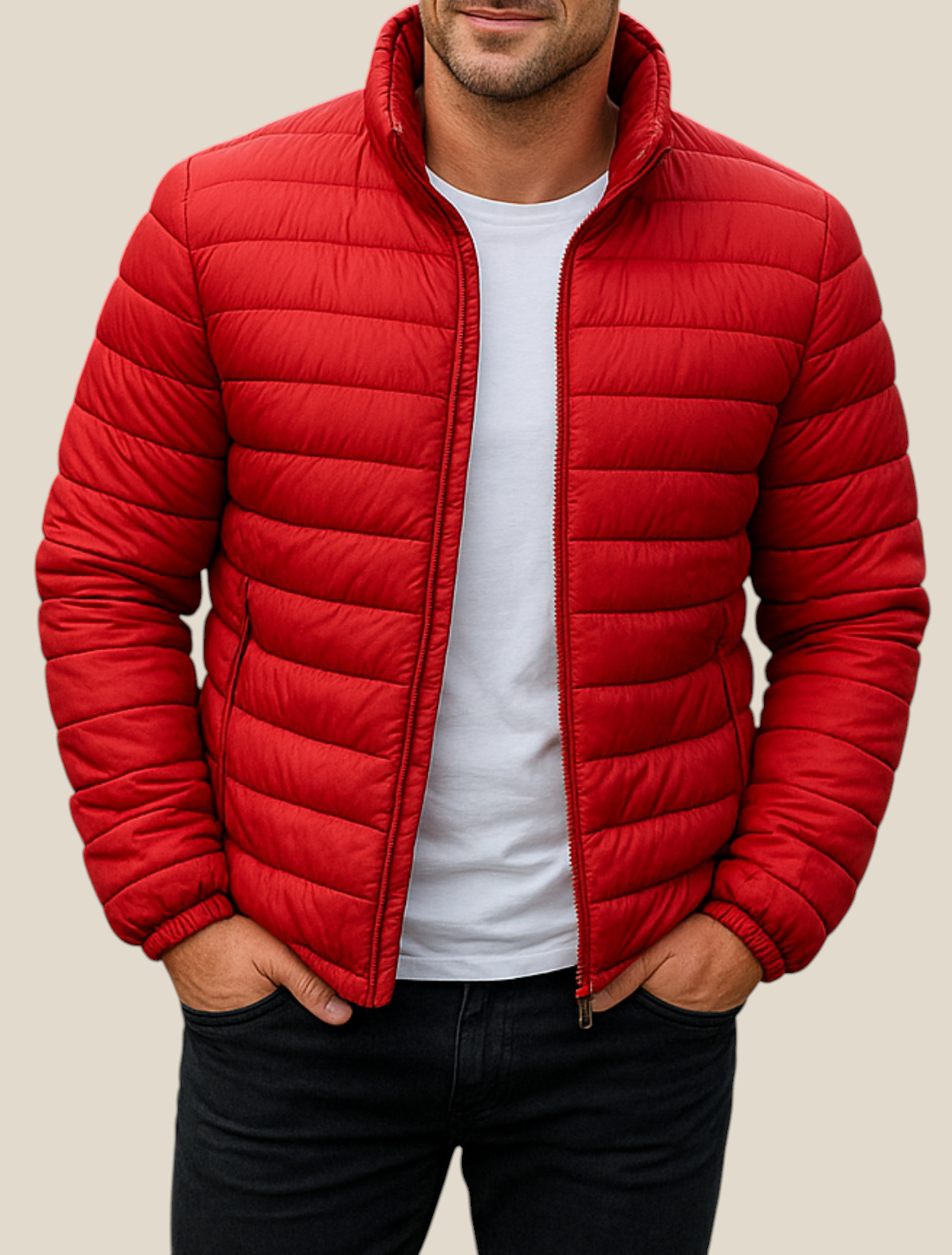 Men’s Winter Puffer Jacket - Thick Cotton Padded Down Coat
