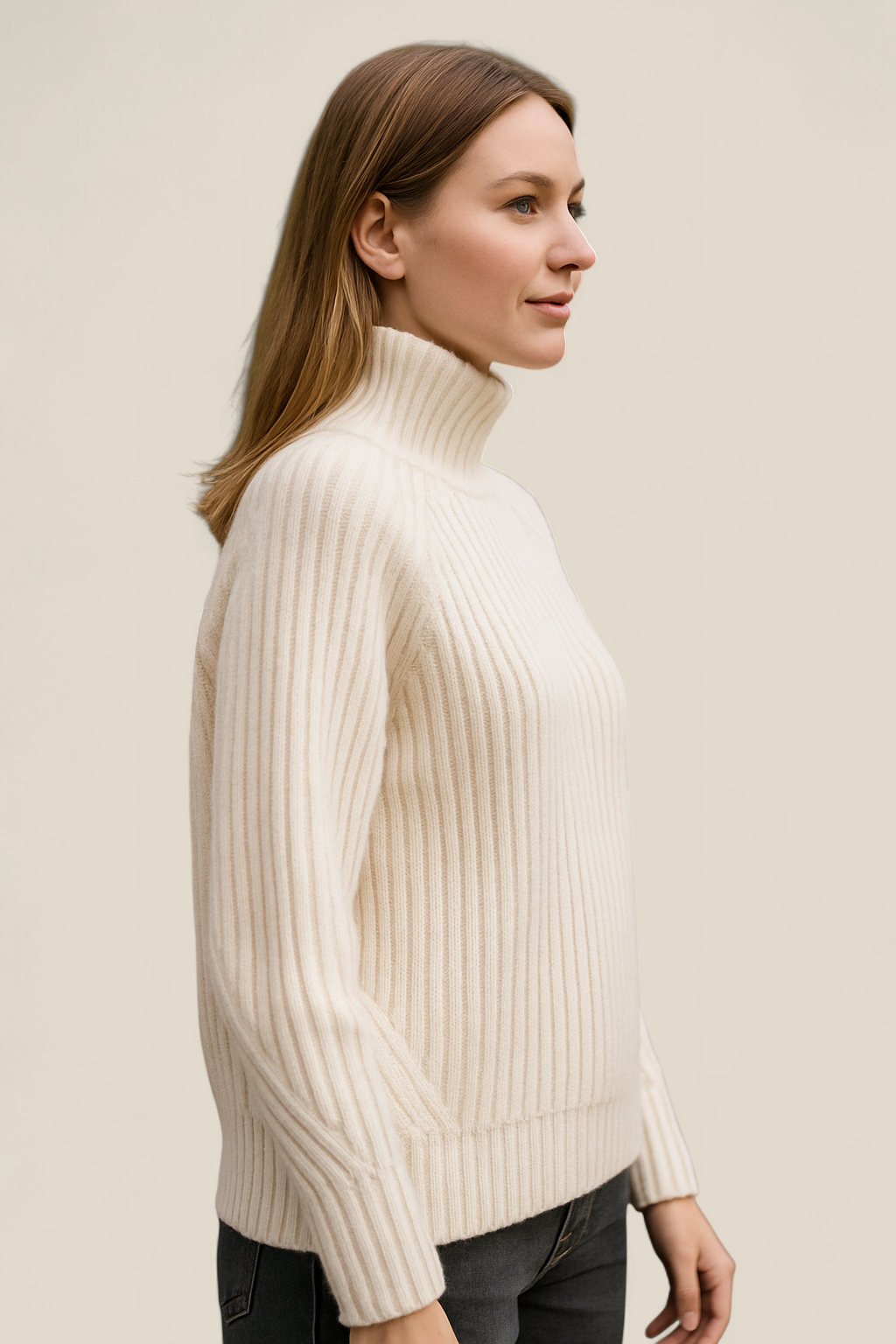 Women’s Turtleneck Knitted Jumper, Elegant Long Sleeve Sweatshirt, Winter Casual Blouse