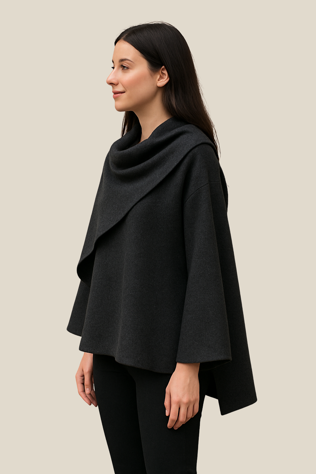 Women’s Elegant Long Cape Cardigan, Winter Knitted Scarf Styled Warm Jacket