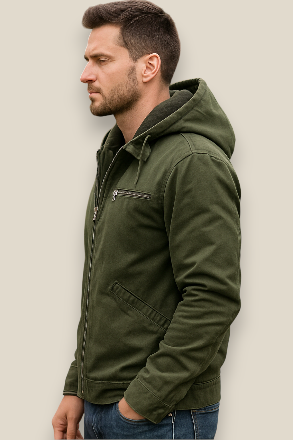 Men’s Hooded Waterproof Jacket - Outdoor Zip-Up Windbreaker