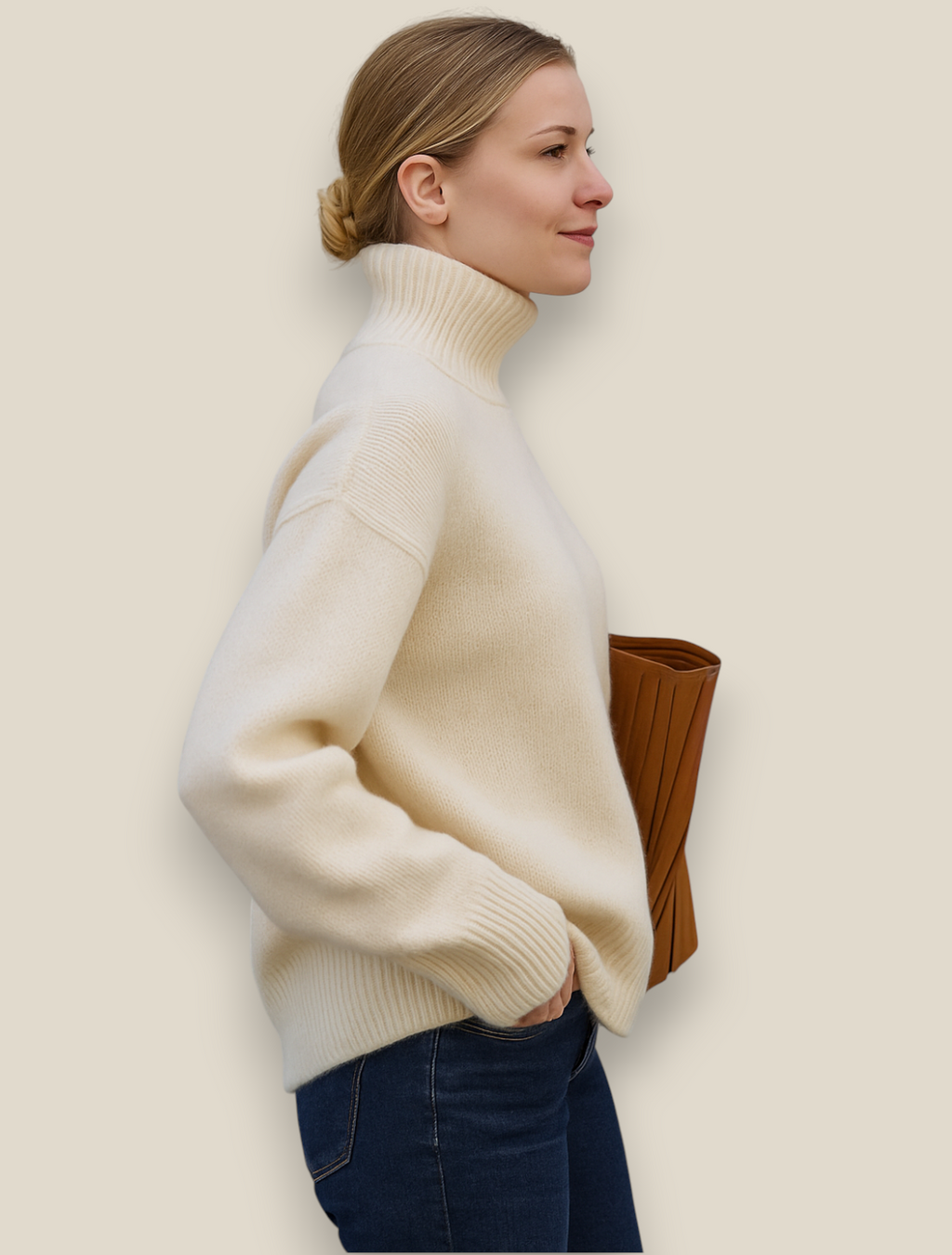 Women’s Turtleneck Jumper, Thick Knitted Sweater, Winter Office Knitwear