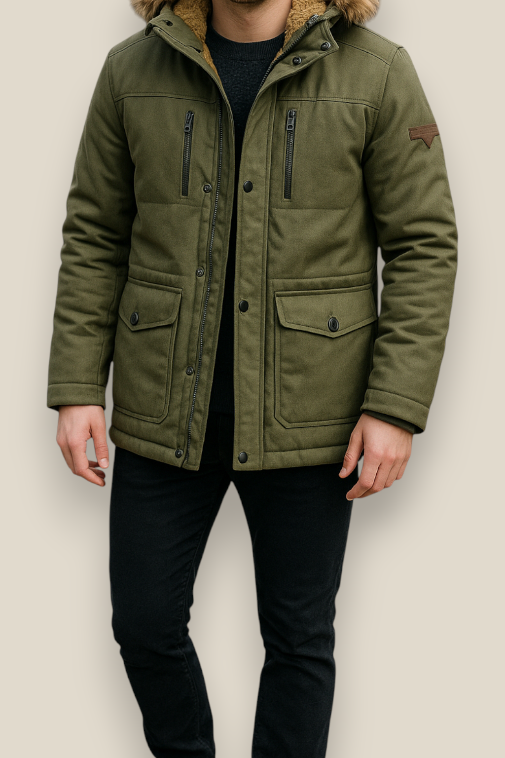 Men’s Winter Parka Jacket - Thick Velvet Outdoor Coat