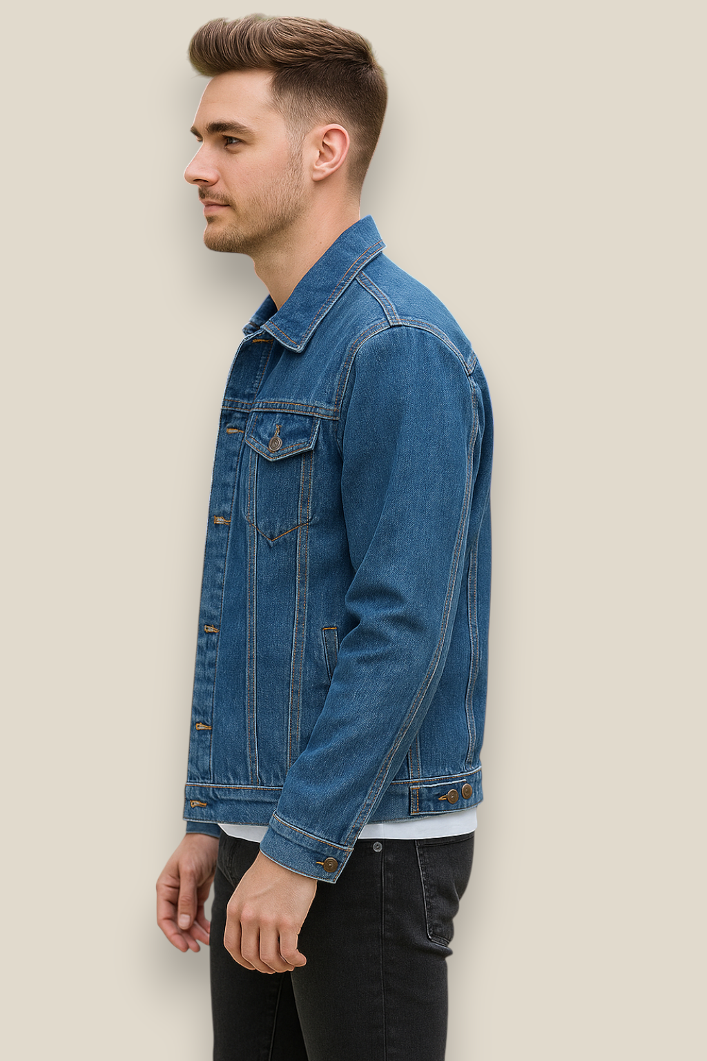 Men’s Winter Denim Jacket, Warm Padded Coat, Casual Outerwear