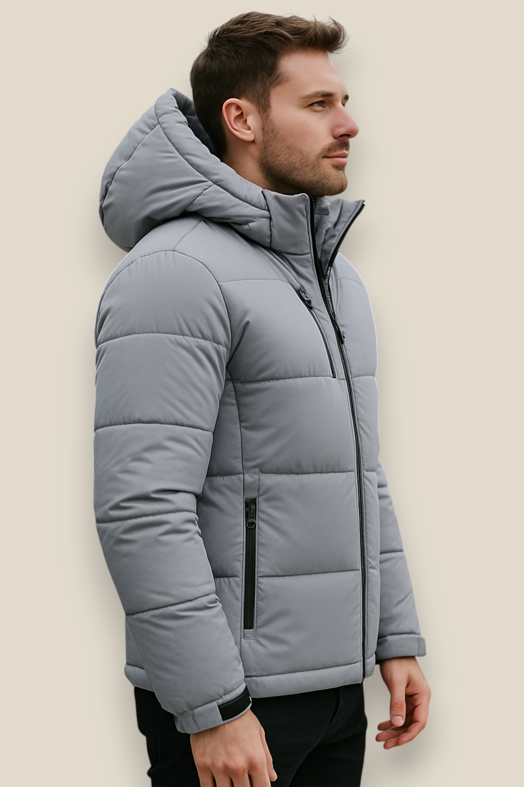 Men’s Hooded Puffer Jacket, Winter Down Coat, Warm Outerwear