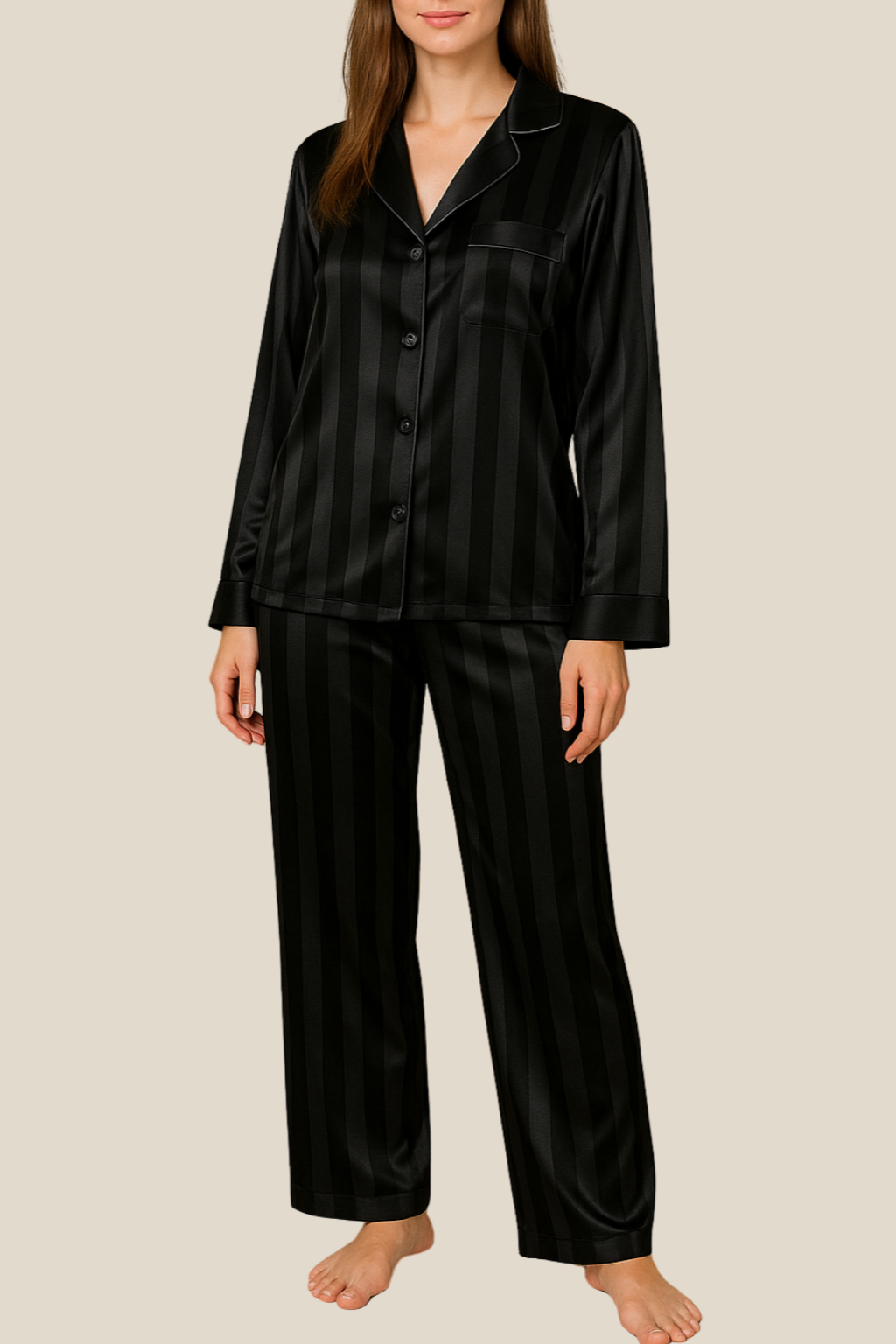 Women’s Long Sleeve Pyjama Set, Soft Cotton Winter Loungewear, Warm Sleepwear