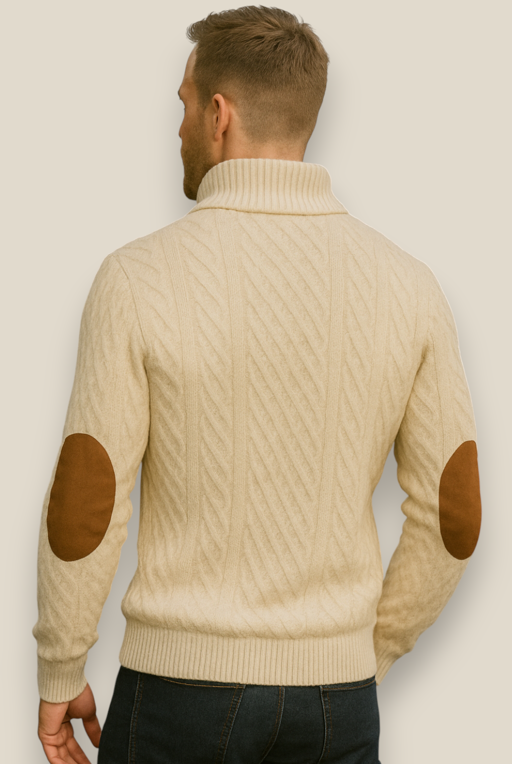 Men’s Jacquard Knit Jumper, Long Sleeve Button Sweatshirt, Casual Business Pullover
