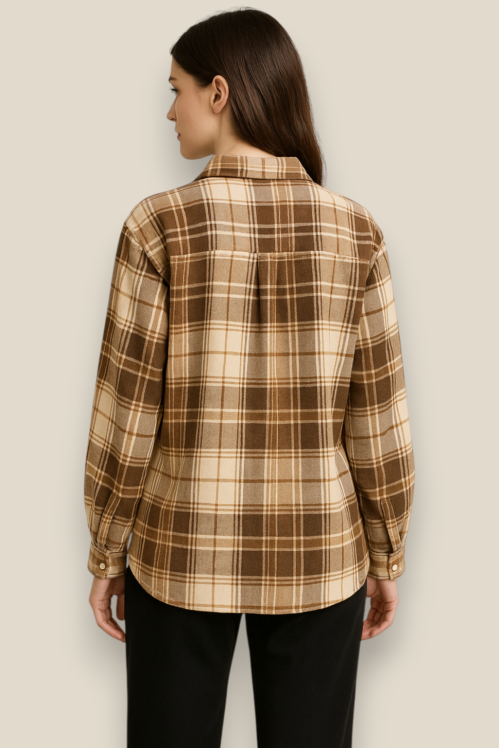 Women’s Plaid Flannel Shirt - Single Breasted Long Sleeve Winter Blouse