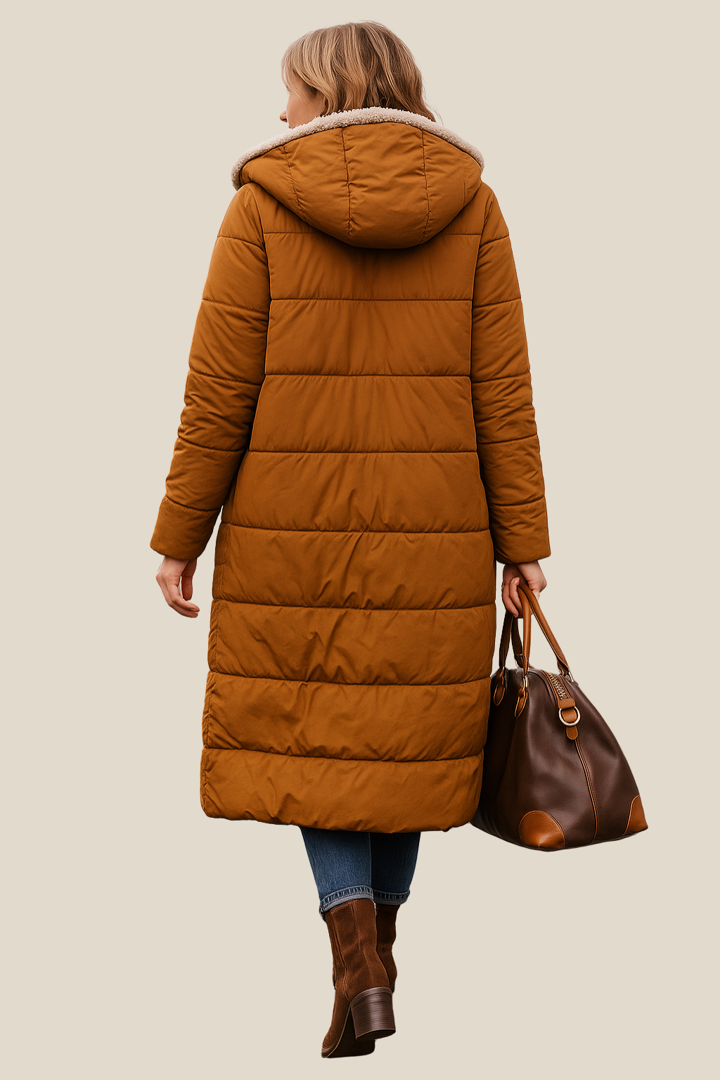 Women’s Hooded Winter Jacket, Long Warm Puffer Coat for Cold Weather And Daily Commuting
