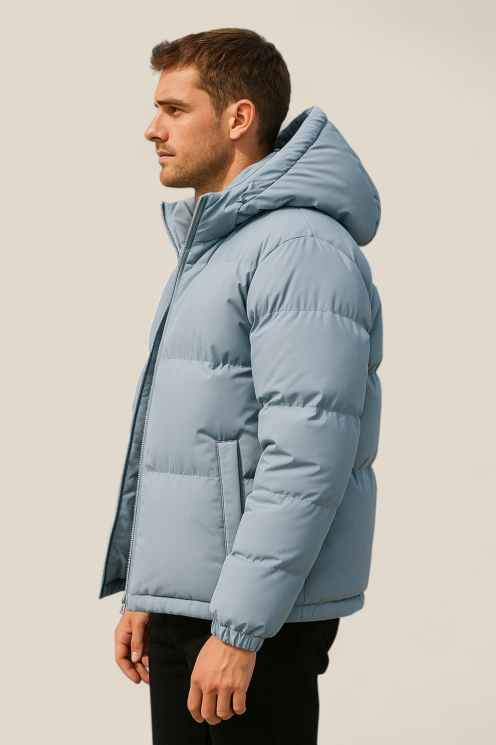 Men’s Hooded Puffer Jacket, Thick Padded Winter Coat, Warm Casual Parka
