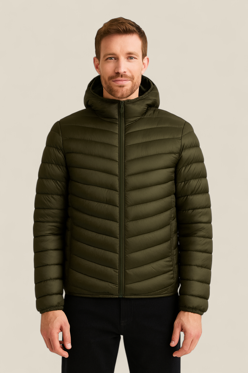 Men’s Lightweight Down Jacket - Winter Hooded White Duck Feather Coat