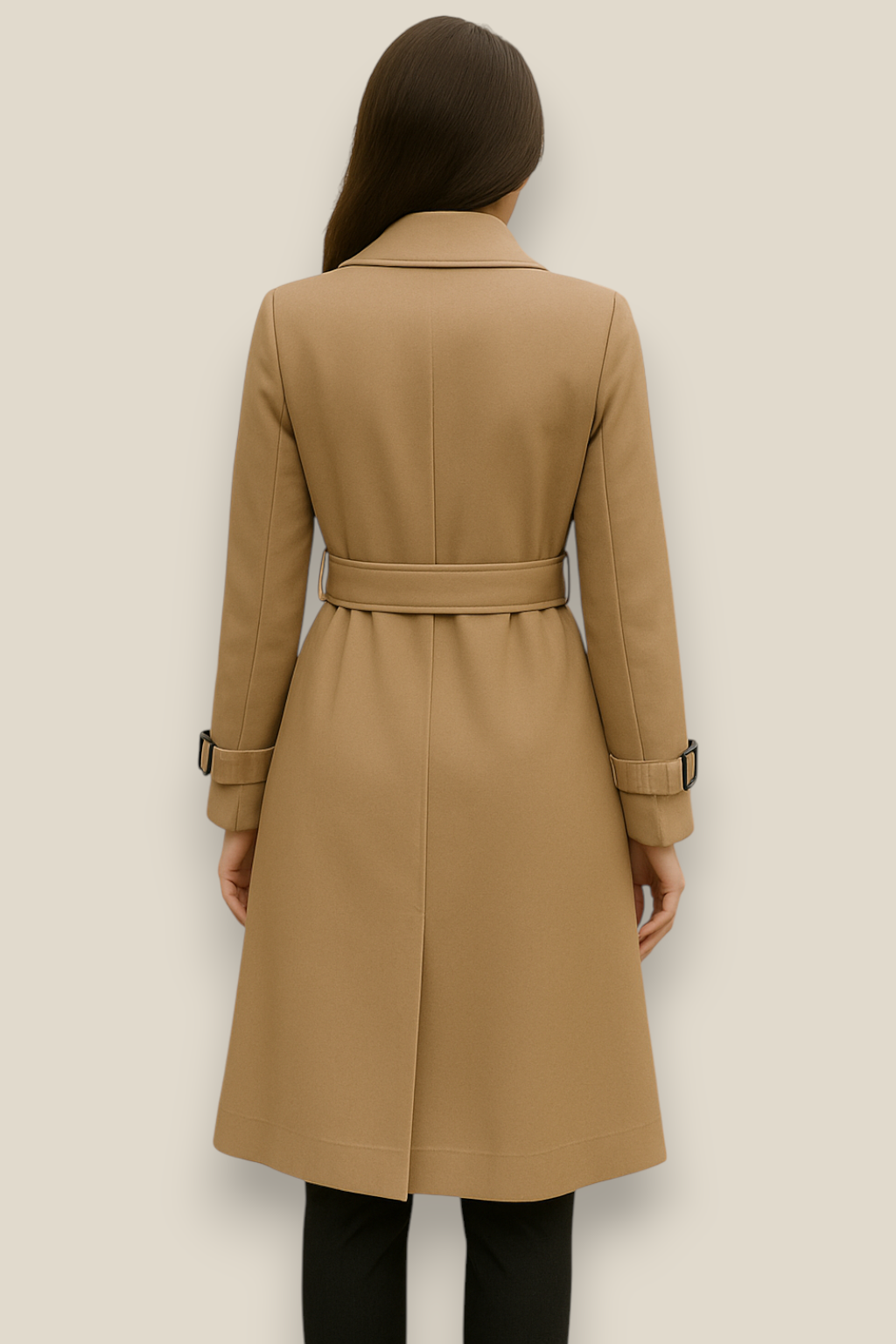 Women’s Double Breasted Trench Coat, Long British Windbreaker, Elegant Winter Overcoat