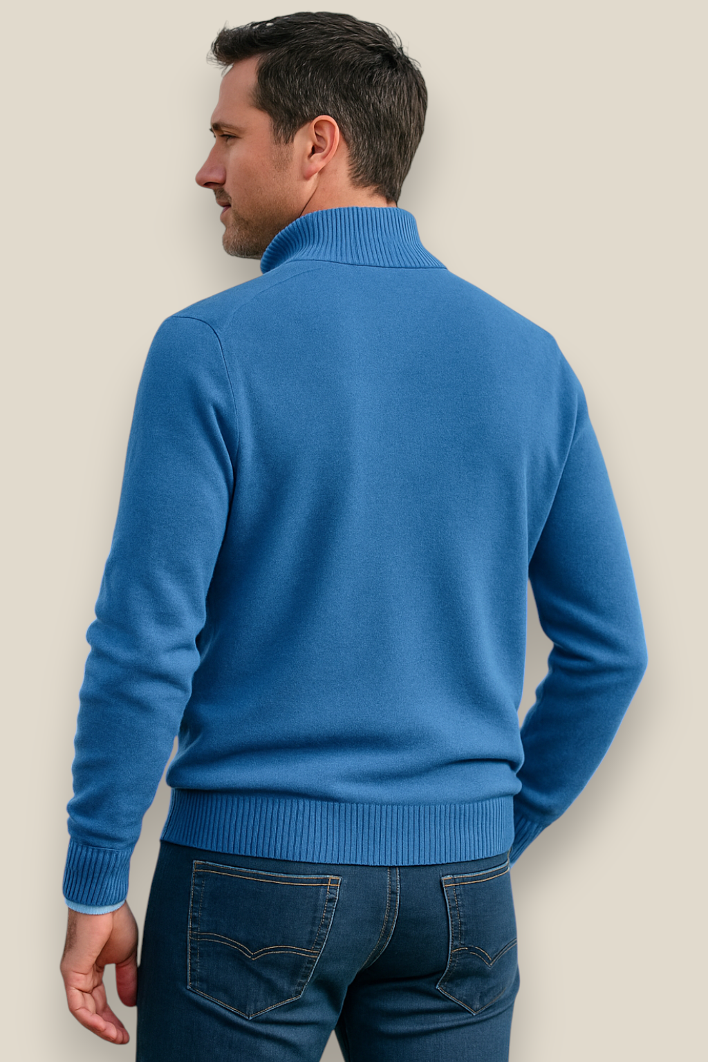 Men’s Knit Jumper, Warm Casual Zipper Sweater, Warm Winter Overcoat