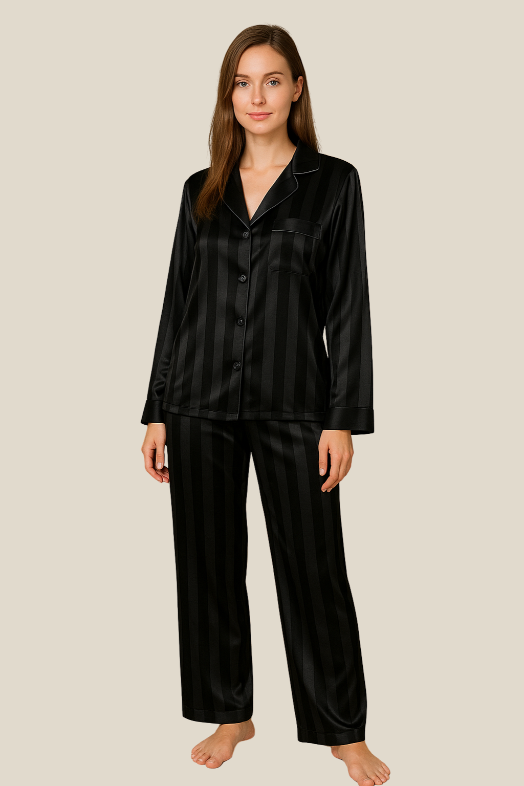 Women’s Long Sleeve Pyjama Set, Soft Cotton Winter Loungewear, Warm Sleepwear