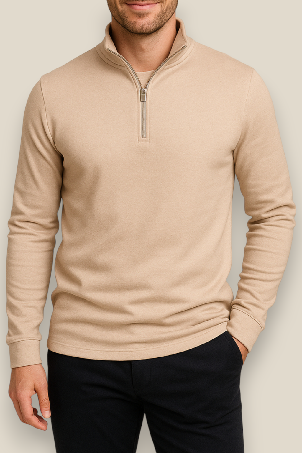 Men’s Fleece Jumper - Long-Sleeve Stand-Up Collar Winter Jacket