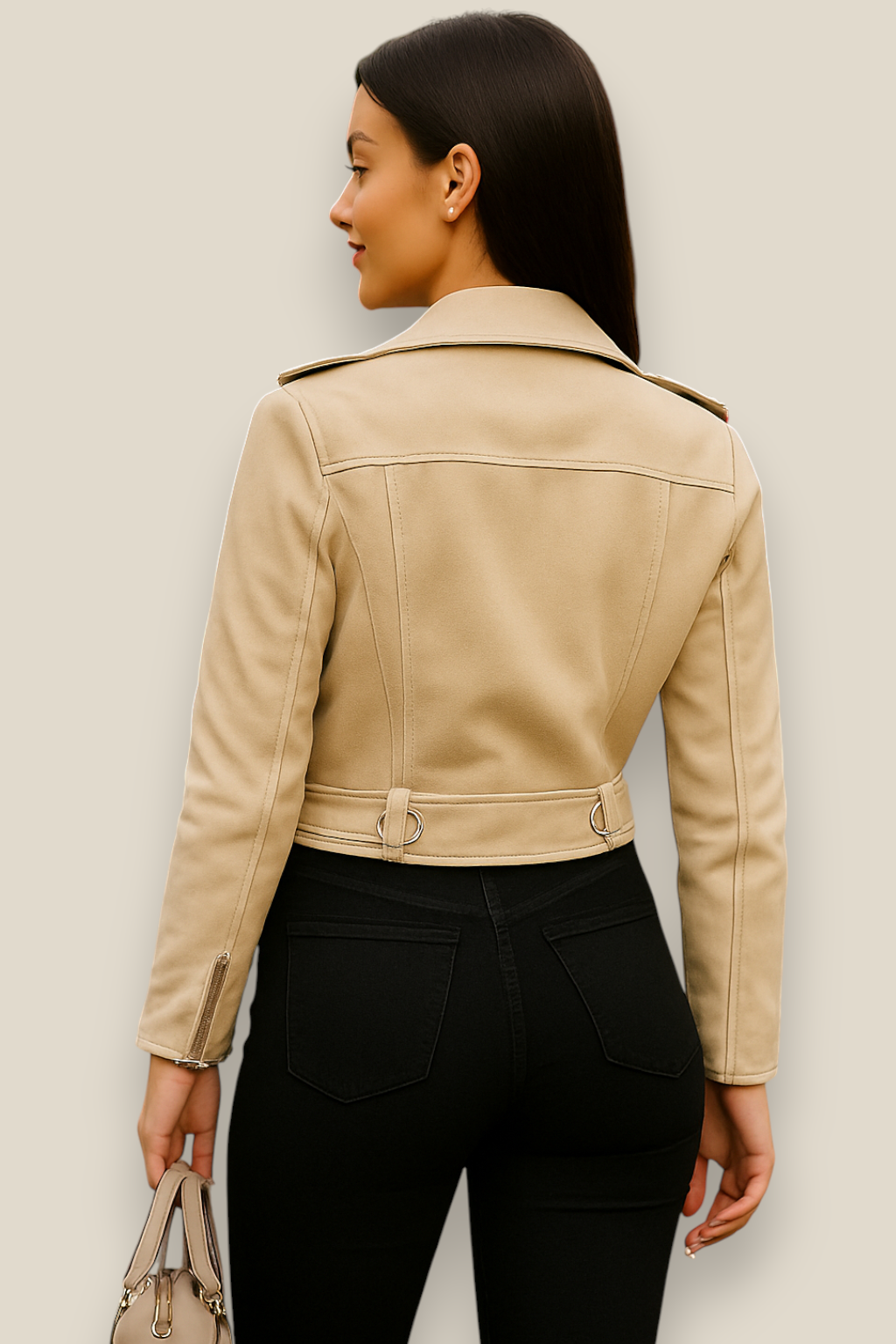 Women’s Suede Velvet Jacket, Short Side Zip Casual Winter Coat, Comfort Winter Wear