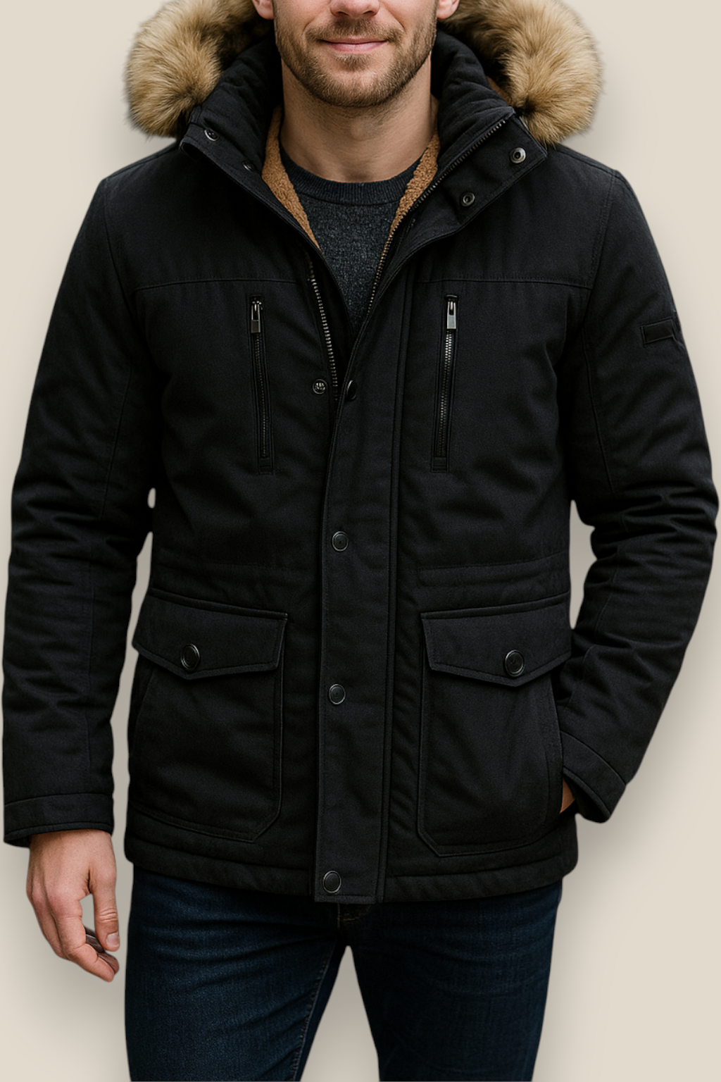Men’s Winter Parka Jacket - Thick Velvet Outdoor Coat
