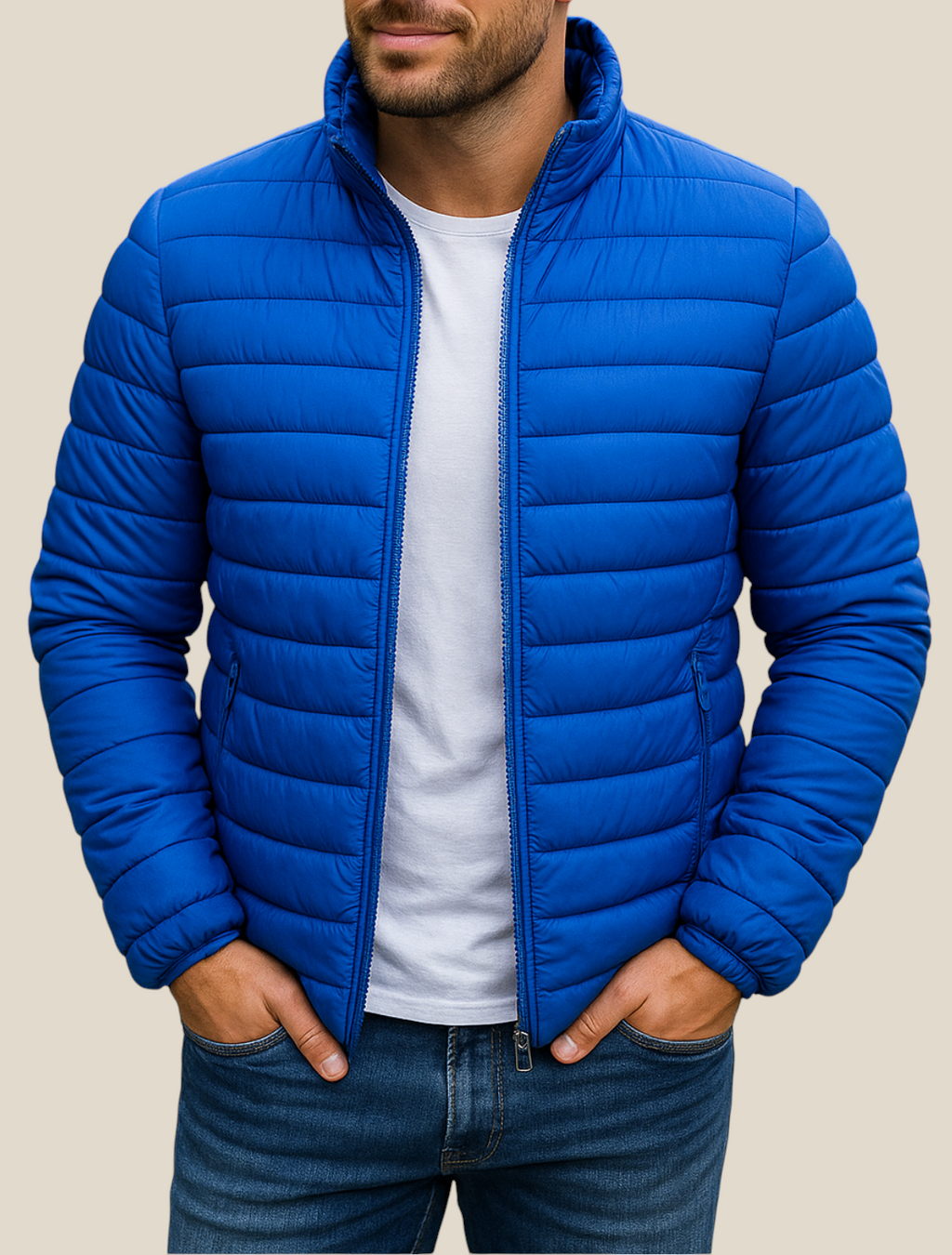 Men’s Winter Puffer Jacket - Thick Cotton Padded Down Coat