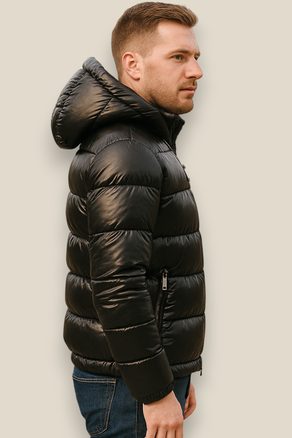 Men’s Waterproof Puffer Jacket - Glossy Down Winter Parka
