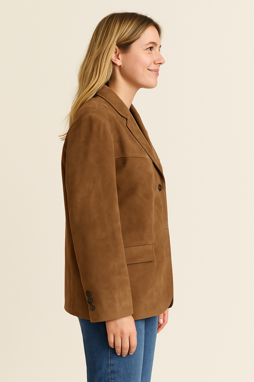Women’s Suede Jacket, Retro Style Single Breasted Lapel Short Coat, Chic Winter Outerwear