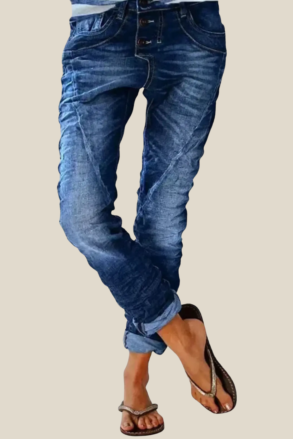 Women’s High-Waisted Denim Jeans, Slim Fitting Straight Leg Stretch Jeans For Casual Wear