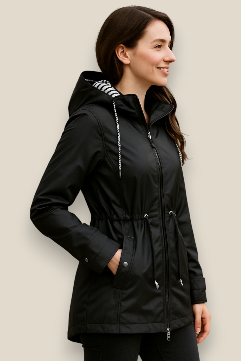 Women’s Waterproof Parka Jacket - Lightweight Hooded Trench coat